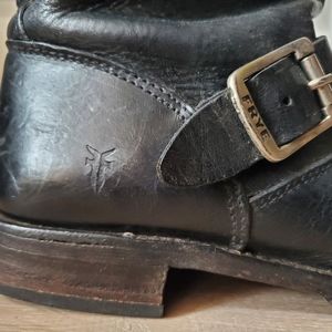 Frye Black Leather Engineer Boots